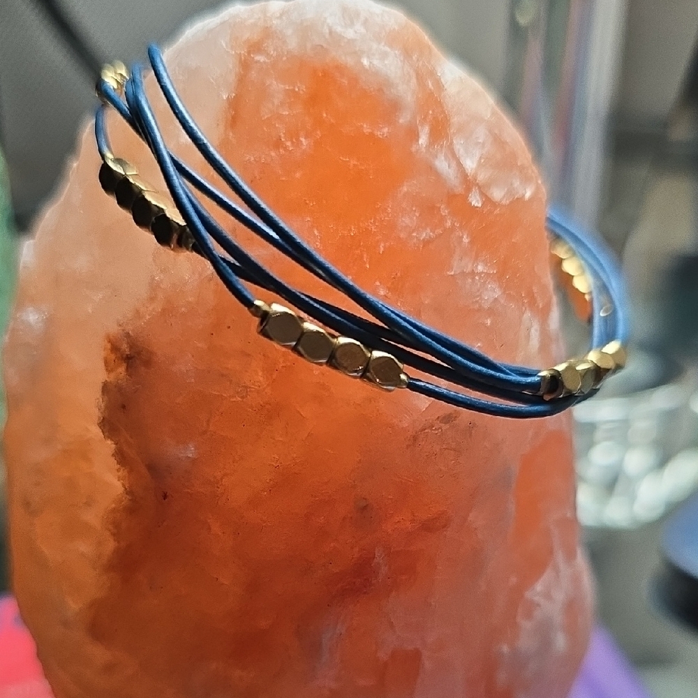 Leather Fossil Bracelet Gold Nuggets Bracelet